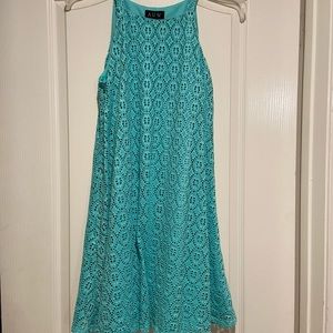 Teal tank crochet dress size 10